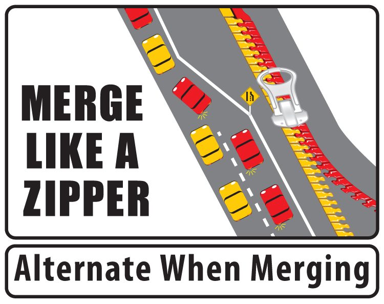 Merge like a zipper. Alternate When Merging.